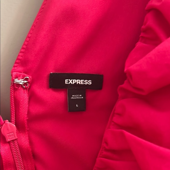 Express Bold Pink Ruffle Dress - Picture 2 of 6